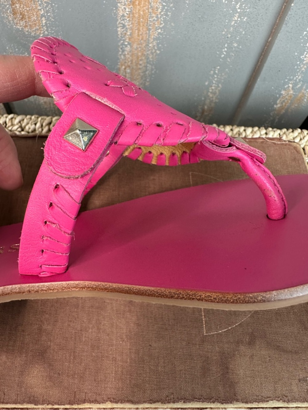 Jack Rogers Georgica Leather Sandals Magenta Sz 7 - Picture 4 of 16